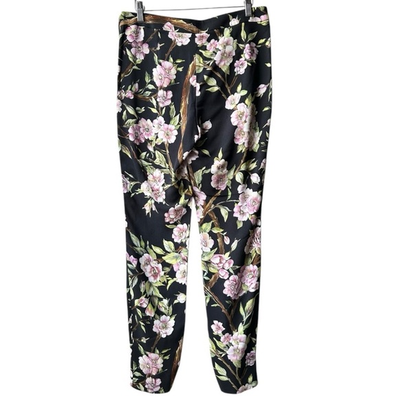 NWT DOLCE & GABBANA black Pink viscose CHERRY BLOSSOM Pants Sz 6 - Picture 5 of 9